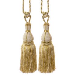Pair of Ivory and Gold Alexandra Tassels by Luxury Lane