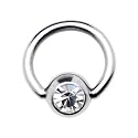 18 Gauge 1/4 Inches Austrian Crystal BCR Captive Ring