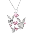 Officially Licensed Playboy Pink Rhinestone Hearts Necklace