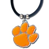 Sporting Goods : Clemson Tigers Rubber Cord Logo Pendant Necklace - NCAA College Athletics Fan Shop Sports Team Merchandise