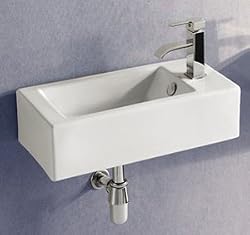 ELANTI EC9899-L Porcelain White Wall-Mounted Rectangle Left-Facing Sink