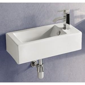 Click to buy Porcelain White Wall-Mounted Rectangle Left-Facing Sink from Amazon!
