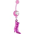 Bioplast Pink Boot Dangle Belly Ring
