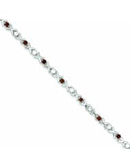 Genuine .925 Sterling Silver Garnet & Cz Bracelet 12.1 Grams . 100% Satisfaction Guaranteed.
