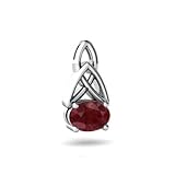 14K White Gold Oval Genuine Ruby Celtic Knot Pendant