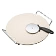 Kitchen Craft Italian Collection Pizza Stone, Stand and Pizza Wheel Set, 32cm