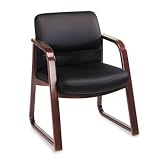 2900 Series Executive High Back Swivel Chair W/Wood Arms, Mahogany/Navy