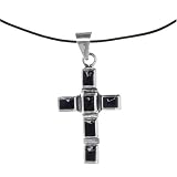 Sterling Silver Black Onyx Cross Pendant
