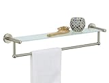 Glass Shelf with Towel Bar in Satin Nickel