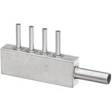 Stainless Steel Hypodermic Tube Fitting, Manifold, Inlet - 6 Gauge, 4 Outlets -13 Gauge