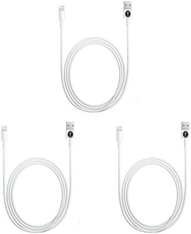 K1NGDOM 3x HIGH QUALITY USB DATA TRANSFER CHARGING CABLES FOR IPHONE 5/5S/5C/6/6+, IPAD AIR/AIR 2/4/MINI/MINI 2, IPOD TOUCH 5G/NANO 7G (WHITE)