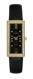 Peugeot Women's PQ8840-NE Gold-Tone Swarovski Crystal Accented Black Leather Strap Watch