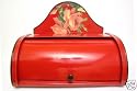 Vintage Retro French Country Bread Box Bin, Red