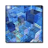 Boxes of Blue 3D semi transparent boxes of blue with computer motherboard - 6 Inch Ceramic Tile