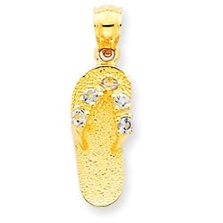 14k Gold March/CZ Birthstone Flip Flop Pendant
