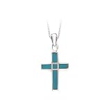 Sterling Silver Turquoise Cross Pendant with Chain