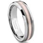 6MM Tungsten Carbide 14K Rose Gold Inlay Wedding Band Ring Size 5-13