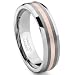 6MM Tungsten Carbide 14K Rose Gold Inlay Wedding Band