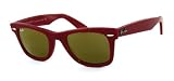 Ray Ban Rb2140 Original Wayfarer Dark Red Frame/Gold Mirror Lens Plastic Sunglasses, 47mm