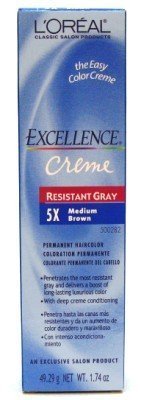 L'Oreal Excellence Creme Resistant # 5X Medium Brown 1.74 oz. (3-Pack) with Free Nail File