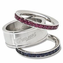 Logo Art Cleveland Cavaliers Crystal Stacked Rings Ring Size 6