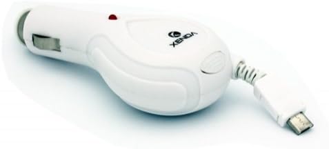 White Retractable Micro USB Plug in Car Charger Lighter Socket DC Power Adapter for Boost Mobile LG Venice - Boost Mobile LG Volt - Boost Mobile Motorola Moto G - Boost Mobile Motorola XPRT - Boost Mobile Nokia Lumia 635 - Boost Mobile Samsung Galaxy Prevail 2 - Boost Mobile Samsung Galaxy Rush