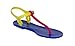 Ian! By Soda Jelly Flat Thong Ankle Strap Sandals in Fuchsia Yellow Blue PVC Colorblock