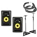 Pair KRK RP5 G2 Rokit Powered Studio Monitors + Heavy Duty Studio Monitor Stands + 2 Whirlwind XLR 20' Cable's + Unique Squared Vinyl Stickers