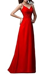 V-neck Chiffon Spaghetti Strap Floor Length Bridesmaid Dress/Prom Dress 