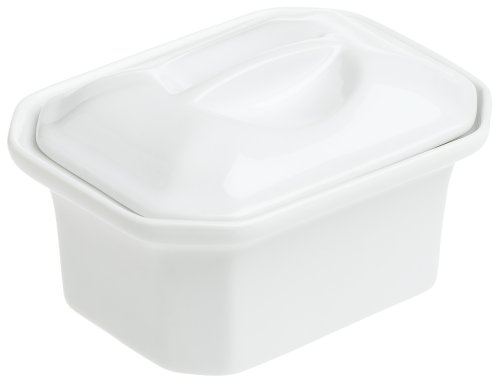 Pillivuyt Oblong Faceted Casserole with Lid, 5-3/4 by 4-Inch, White
