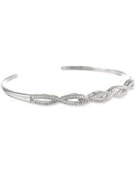 Sterling Silver 1/10 Cttw Diamond Bangle Bracelet (1/10 Cttw, I-J Color, I2-I3 Clarity), 6.10"