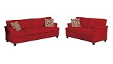 Bobkona Seattle Microfiber Sofa and Loveseat 2-Piece Set in Navy Color