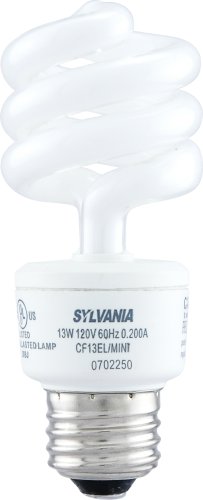 SYLVANIA MiniTwist 13W Compact Fluorescent Lamp with Integral 120V Ballast, Medium Screwbase, Warm White, 3-Pack # CF13ELMINITWIST372
