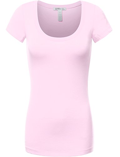 FPT Womens Basic Short Sleeve Deep Scoopneck T-Shirt (S-3XL)