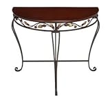 Wood Metal Half Round Console Table