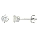 Sterling Silver 4 mm (0.25 Carat Size each) Brilliant Cut CZ Stud Earrings