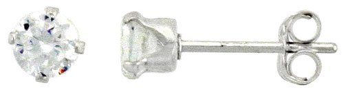 Sterling Silver 0.25 Carat Size (each) Brilliant Cut CZ Stud Earrings