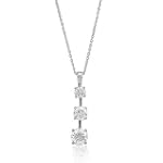 Cubic Zirconia CZ Sterling Silver Pendant Three Stone Pendant Necklace - Ideal Gift For Mother, For Her, Birthday, Anniversary, Bridal, Wedding, Engagement