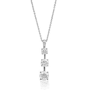 Cubic Zirconia CZ Sterling Silver Pendant Three Stone Pendant