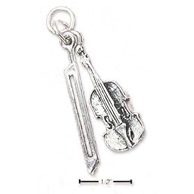 Buy Sterling Silver Violin Cello And Bow Charm made by JewelryWeb now!