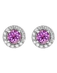 0.62ct Amethyst & Diamond Stud Earrings 14k Gold