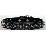 1 3/8 Spiked Black Leather Collar (Fits neck size 15-18)