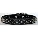 1 3/8 Spiked Black Leather Collar (Fits neck size 15-18)