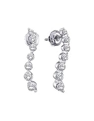Journey Diamond Earrings 14K White Gold Round (1/2 Carat)