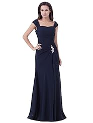 Sheath Cap Sleeves Natural   Waistline Chiffon Lace Gathered Floor Length Cowl Neck Square Neck Bridesmaid Dress 