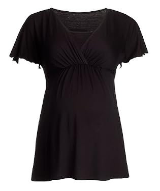 Maternity Short Sleeve Nursing Top - Black