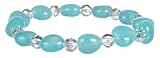 Faceted Crystal and Sea Blue Chalcedony Heart-Shaped Bead Stretch Bracelet, 7.5
