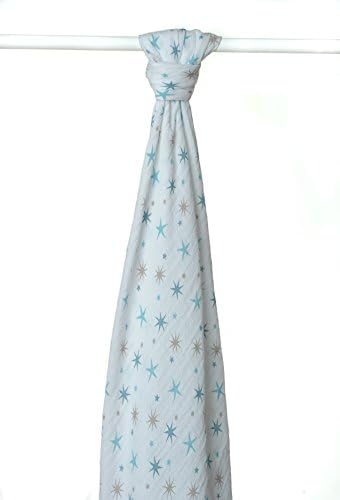 The Jungle Store Muslin Cotton Swaddle Blanket (Blue Star)
