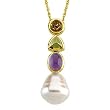 14K Yellow Gold Paspaley South Sea Cultured Pearl, Citrine, Peridot and Amethyst Pendant