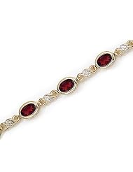 14K Yellow Gold Oval Garnet and Diamond Bracelet